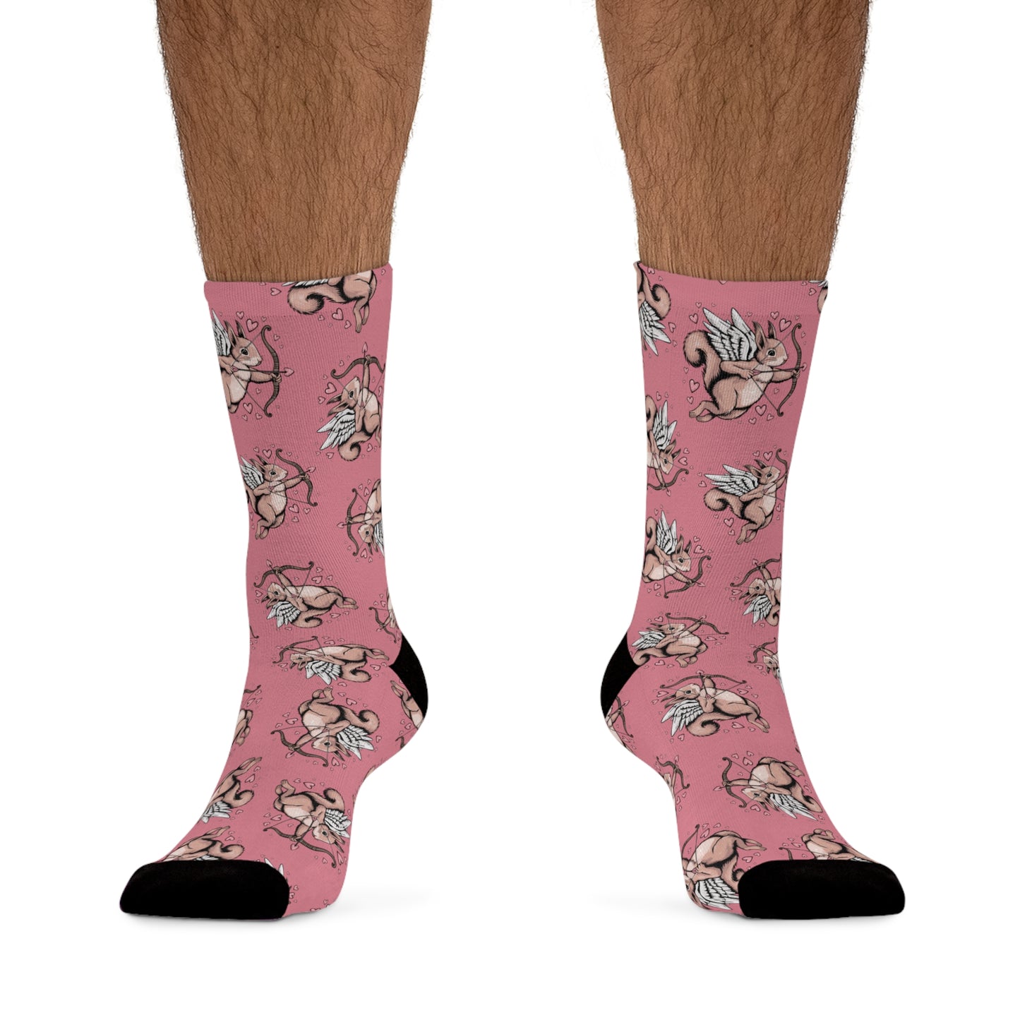 Cupid Squirrel Valentine's Day Socks, Pink Love Heart Valentine Cupid Arrow Squirrels Socks Cute Romantic Gifts - One Size