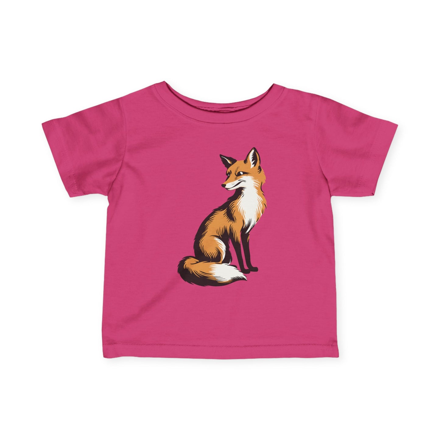 Little Fox Baby T-shirt Infant Fine Jersey Cotton Tee with Cute Fox Animal Print