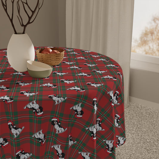 Christmas Cavalier King Charles Spaniel Dog Tablecloth, Holiday Santa Dog Table Cloth, Festive Home Decor, Winter Party Dining Setting