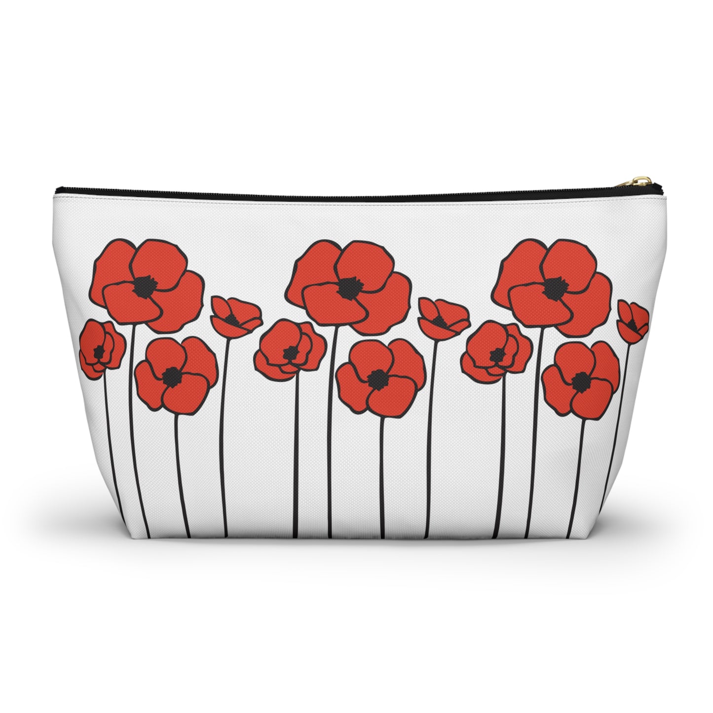 Red Poppies Floral Makeup Bag | Poppy Flowers Cosmetic Accessories Pouch, Spring Zip Up Case
