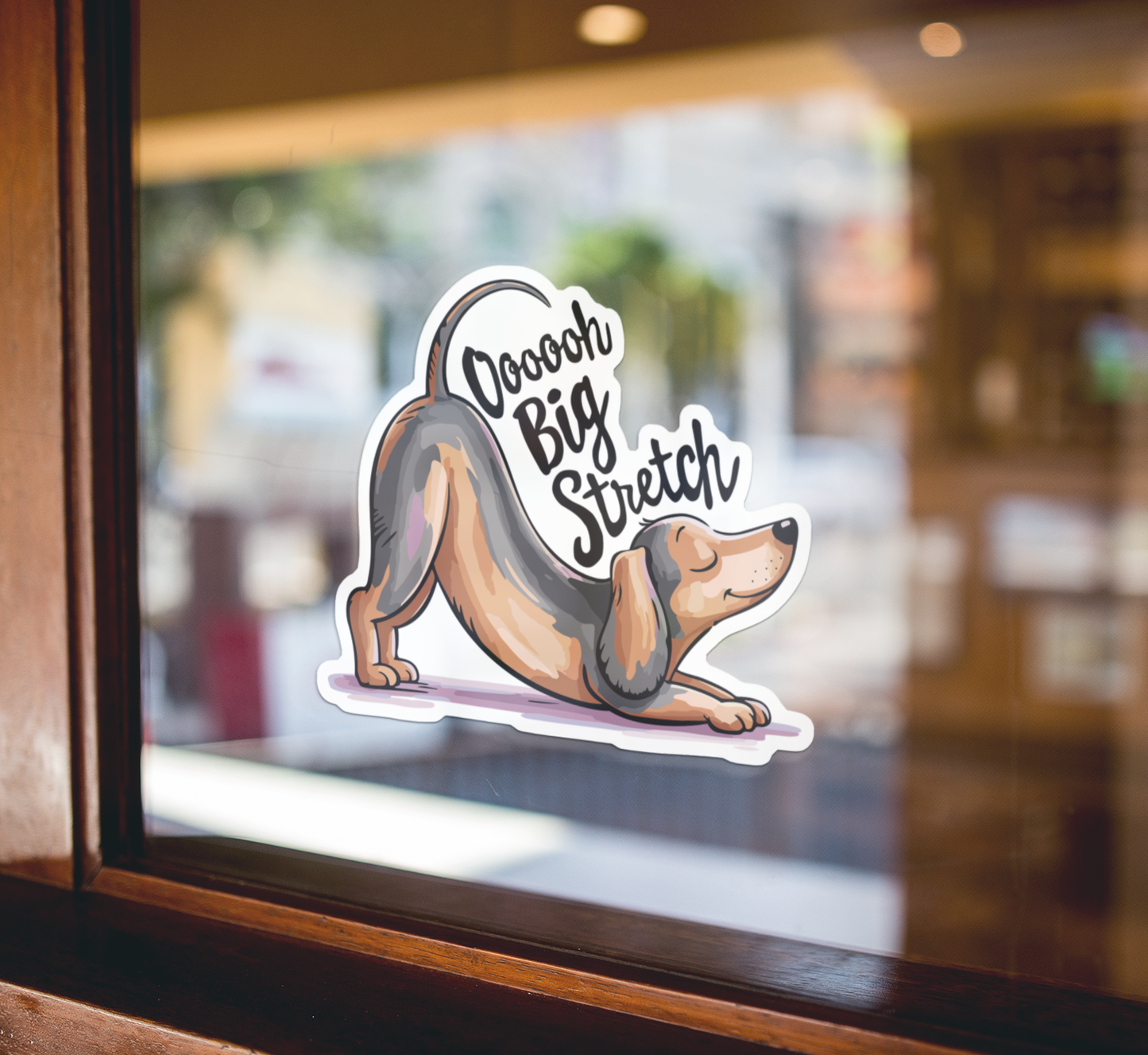 4" Big Stretch Dachshund Sticker - Funny Downward Dog Yoga Wiener Dogs Waterproof Vinyl Decal Stickers