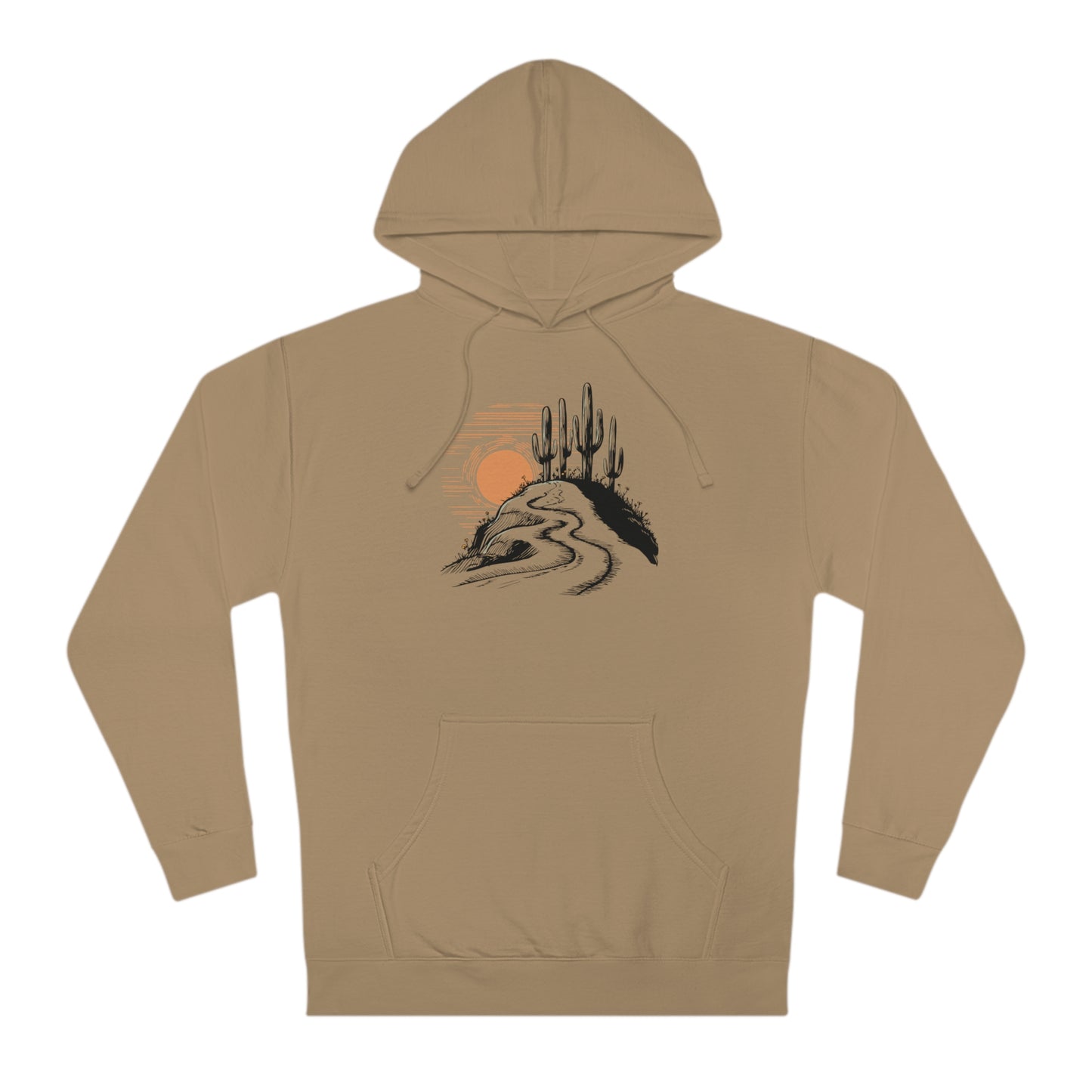 Arizona Desert Cactus Landscape Hoodie - Mens Womens Unisex Hooded Sweatshirt with Saguaro Cactus Sunset Print