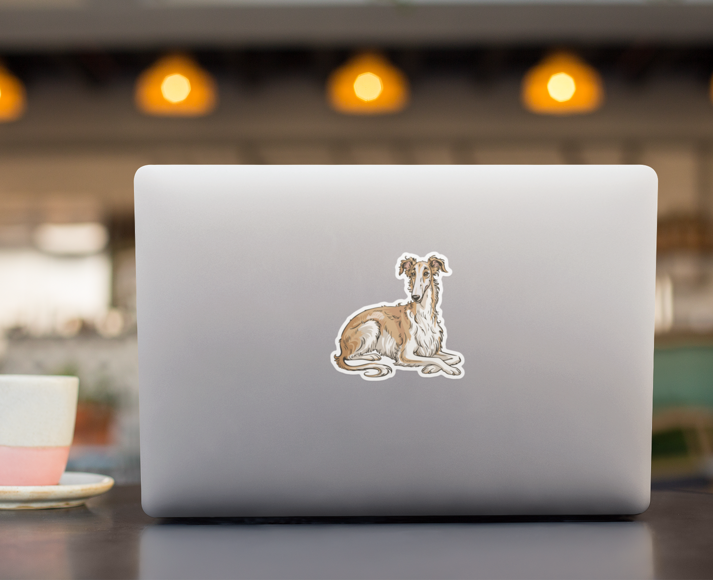 4" Borzoi Dog Sticker - Cream & Tan Russian Wolfhound Dogs Vinyl Decal Stickers Waterproof Borzois Pup Pet Decals