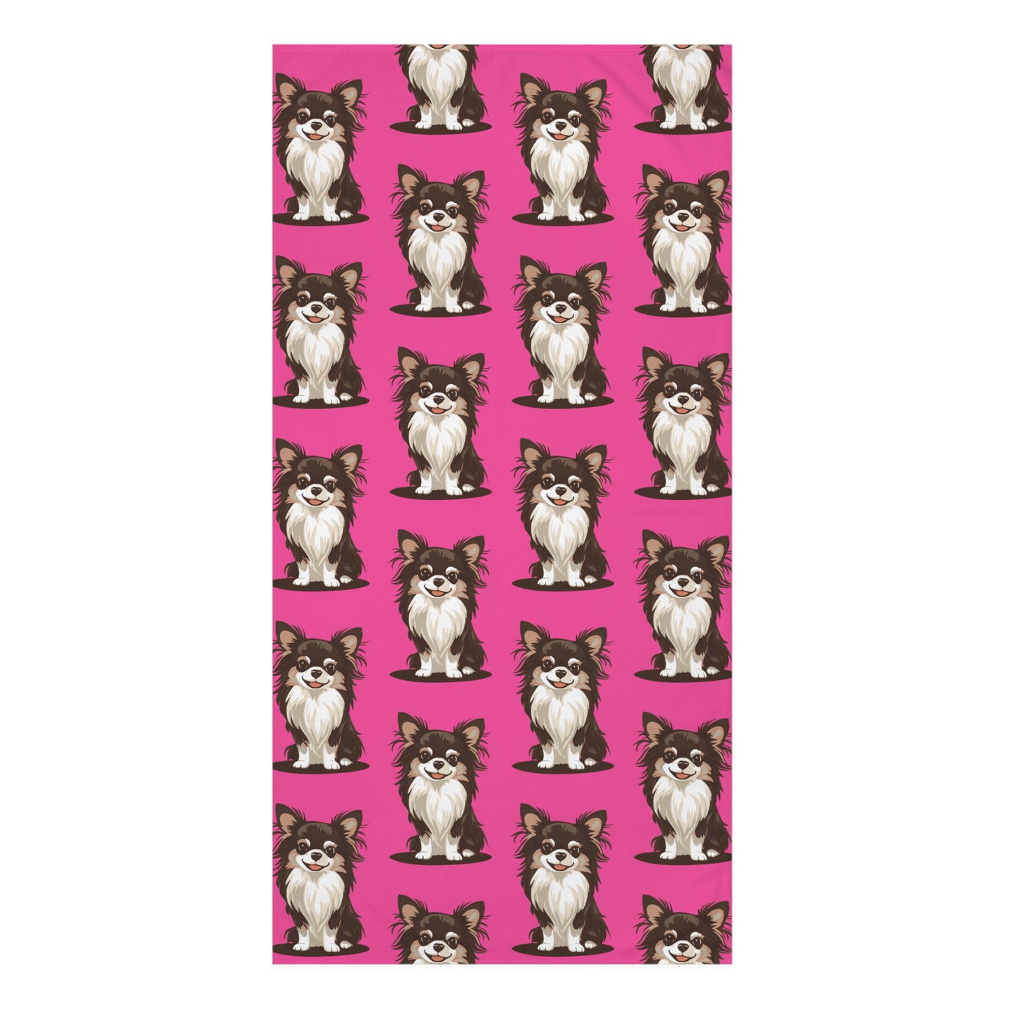 Long Haired Chihuahua Dog Pet Hot Pink Mink-Cotton Beach Towel Bath Towel with Chihuahuas Print 30"x60" Towels