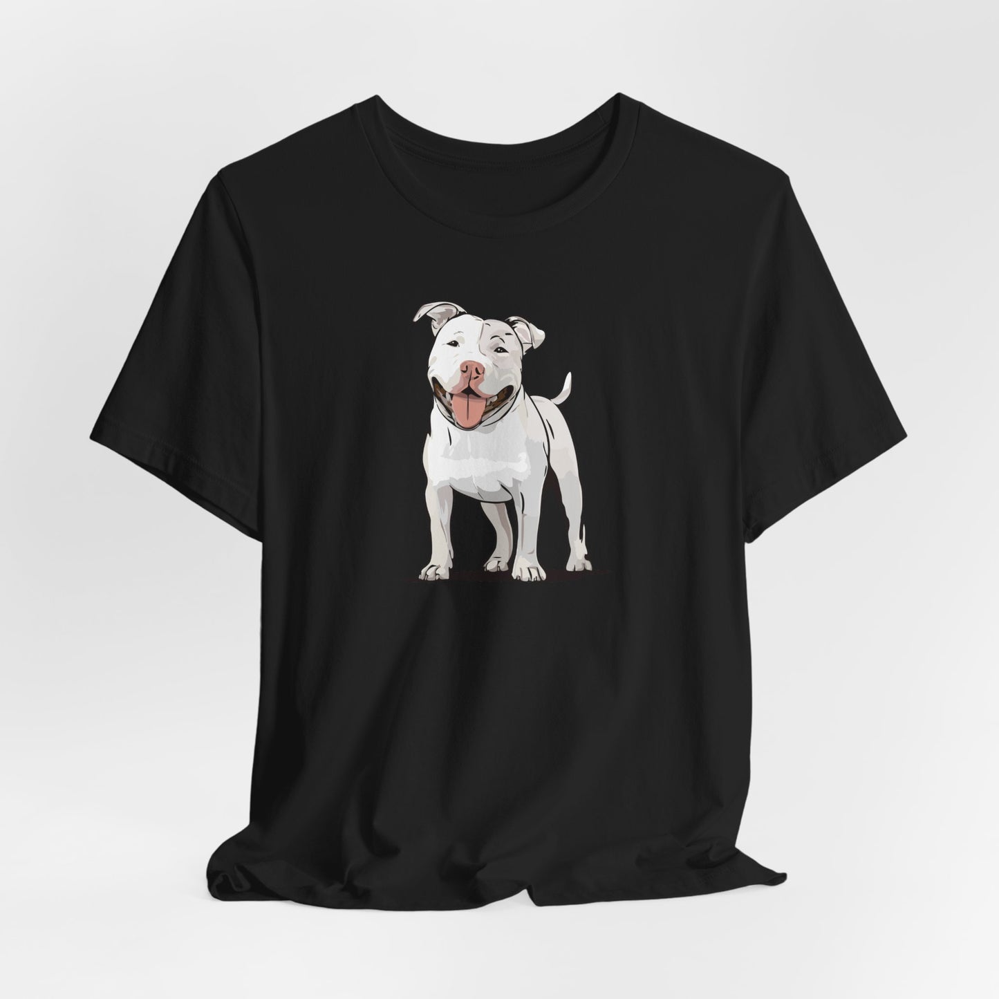 White American Pit Bull Terrier Dog T-shirt: Pitbull Puppy Dogs Unisex Short Sleeve Tee, Pet Owner Dog Mom Dad Shirt
