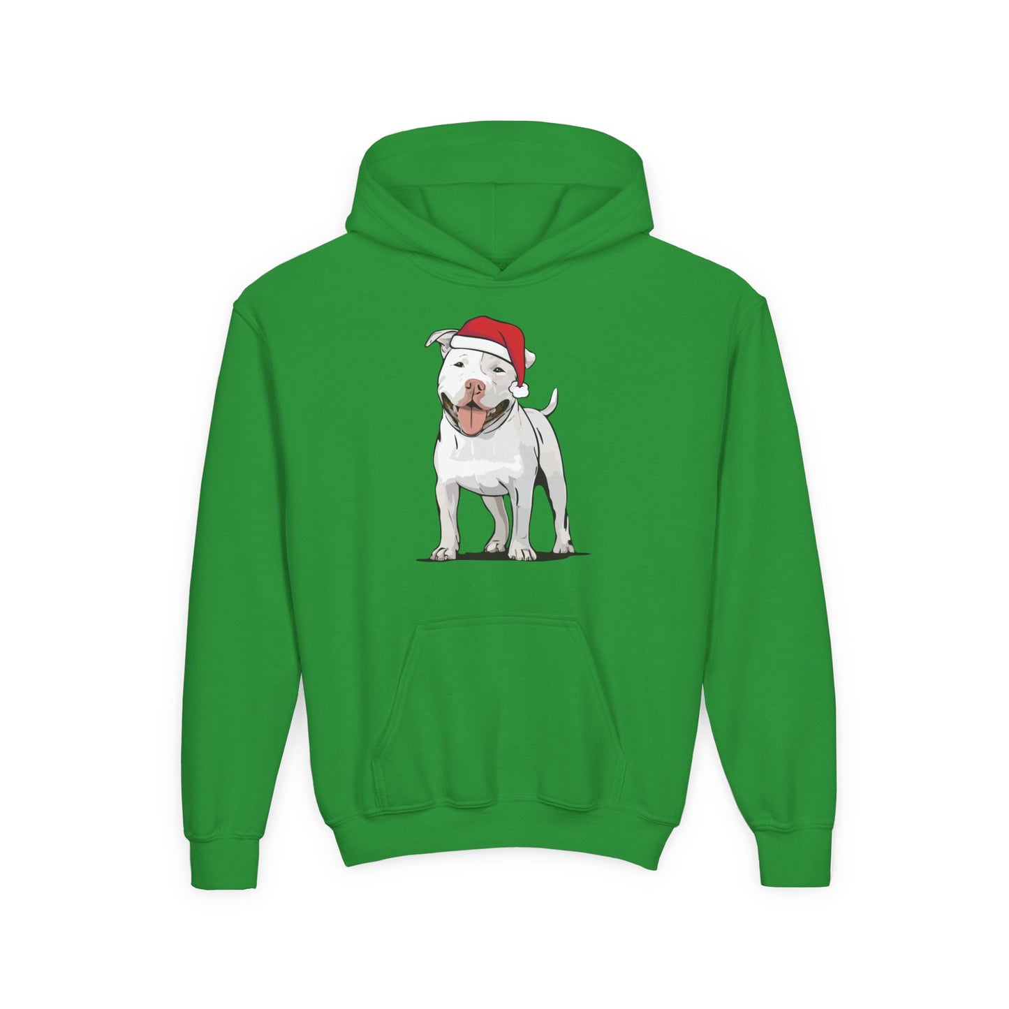 Kids Christmas Pit Bull Terrier Puppy Dog Pullover Hoodie, Kid's Holiday Xmas Santa Dogs Hooded Sweatshirt