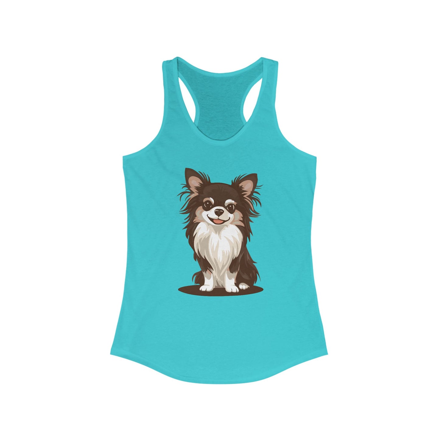 Long Haired Chihuahua Dog Tank Top, Womens Racerback Sleeveless Tops, Long Coat Chihuahuas Dogs Apparel