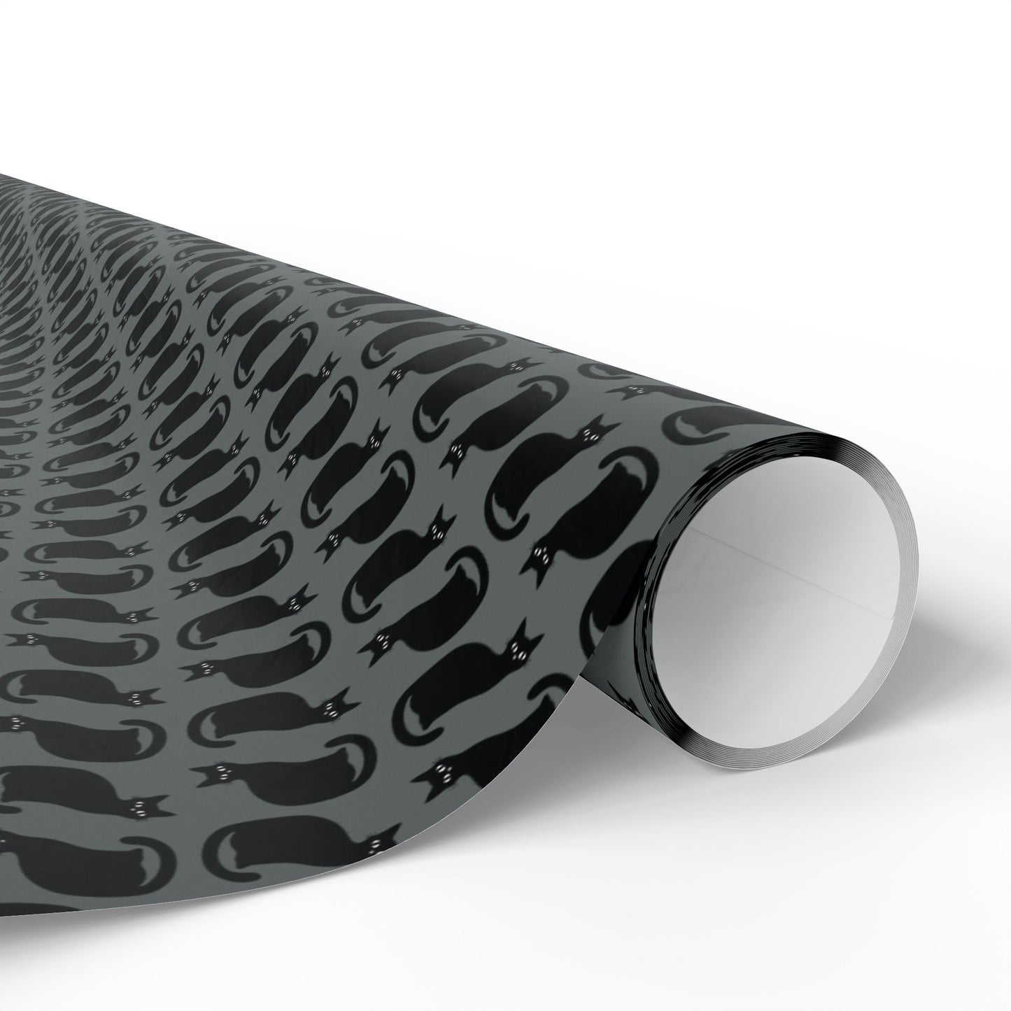 Black Cat Pattern Wrapping Paper, Dark Goth Halloween Kitty Cats Print Gift Wrap Roll, Birthday Anniversary Christmas Holiday Gifts
