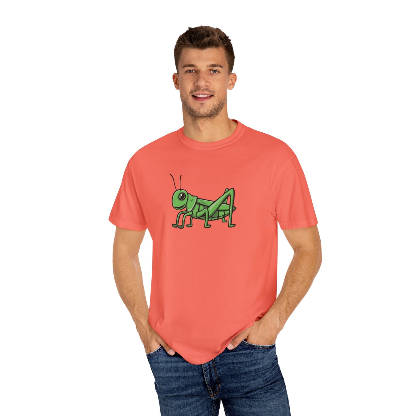 Grasshopper T-shirt Unisex Garment-Dyed Tee with Grass Hopper Bug Insect Print Mens Womens Tshirt