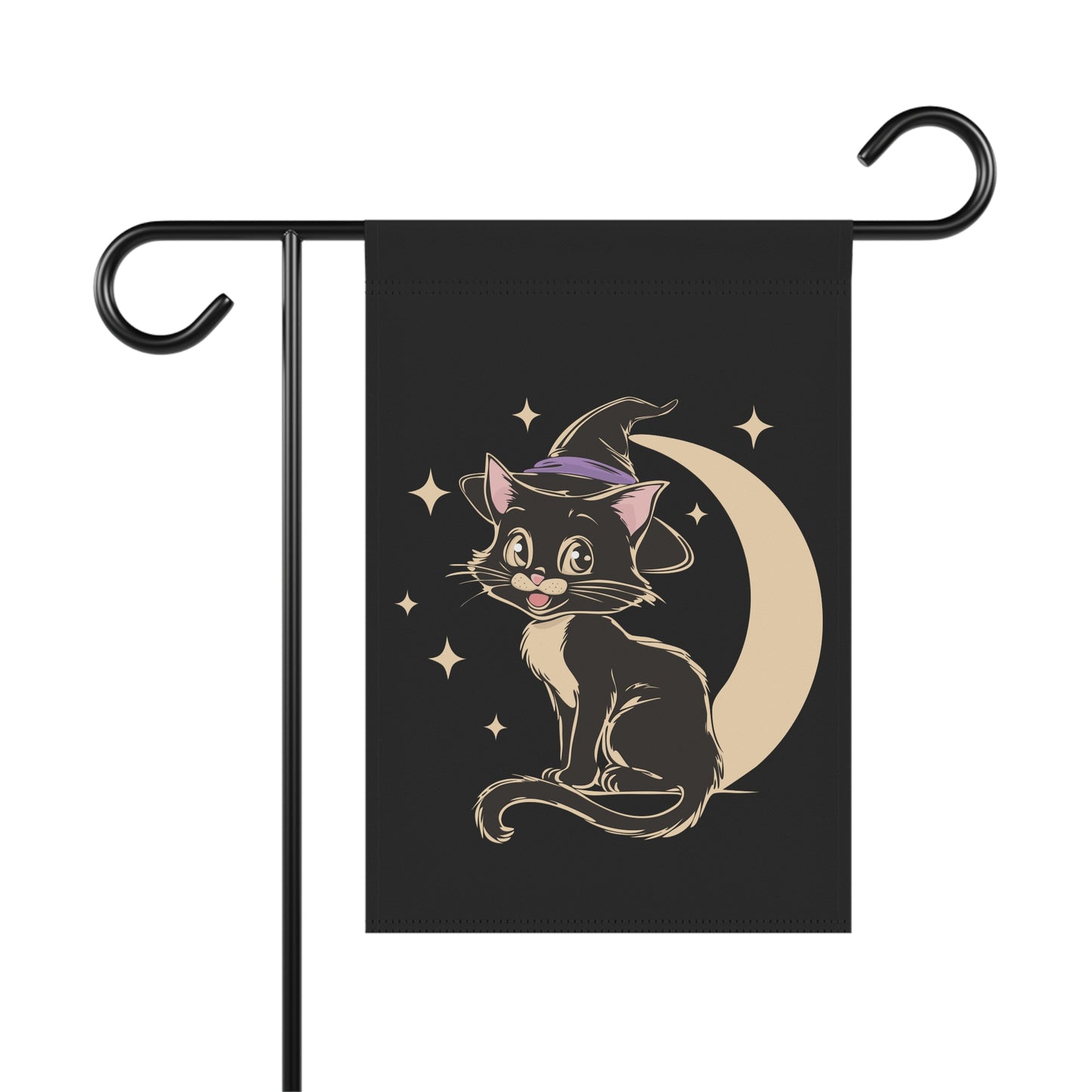 Witchy Kitty Yard Banner Flag, Halloween Witch Cat Flags, Spooky Magical Goth Fall Outdoor Home Decorations