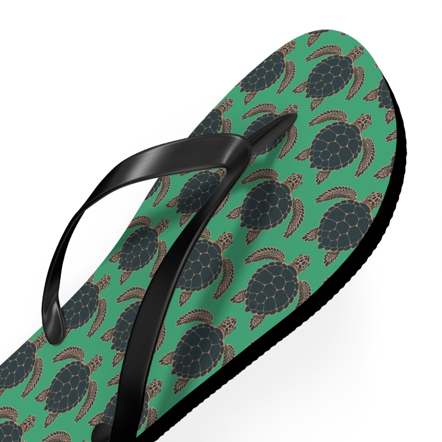 Sea Turtle Pattern Flip Flops | Tropical Green Turtles Beach Sandals, Summer Vacation Pool Attire Ocean Wildlife Nature Pattern