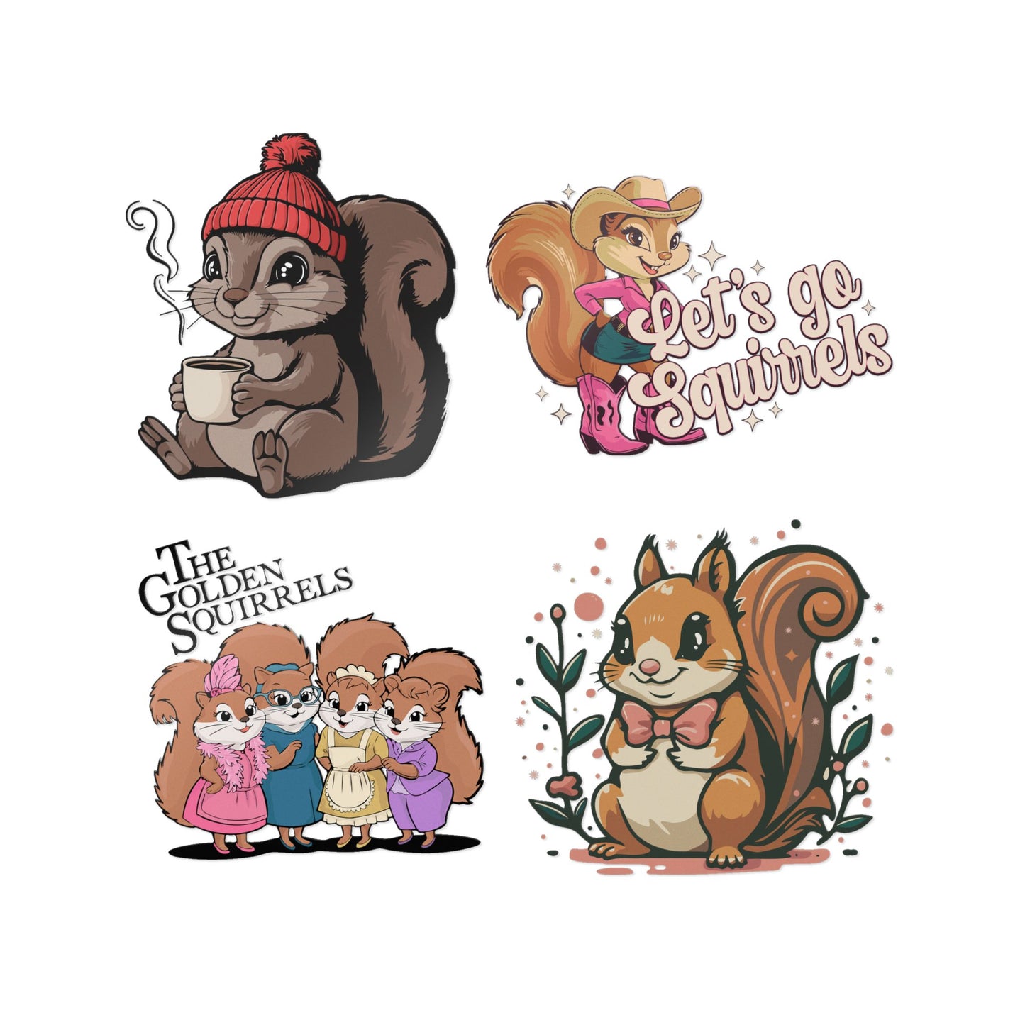 Squirrel Bundle Die-Cut Vinyl Decal Stickers Cute Animal Sticker Set, Laptop Stickers, Nature Squirrel Lover Gifts