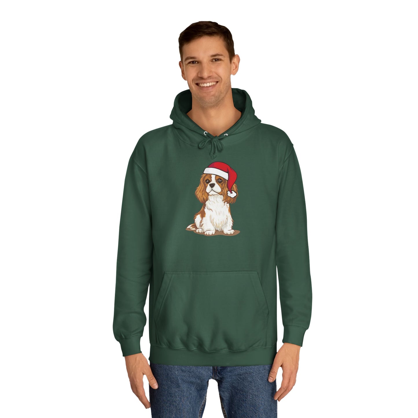 Cavalier King Charles Spaniel Dog Holiday Hoodie, Family Christmas Gift, Pet Lover Pullover Hooded Sweatshirt, Xmas Santa Dogs Apparel