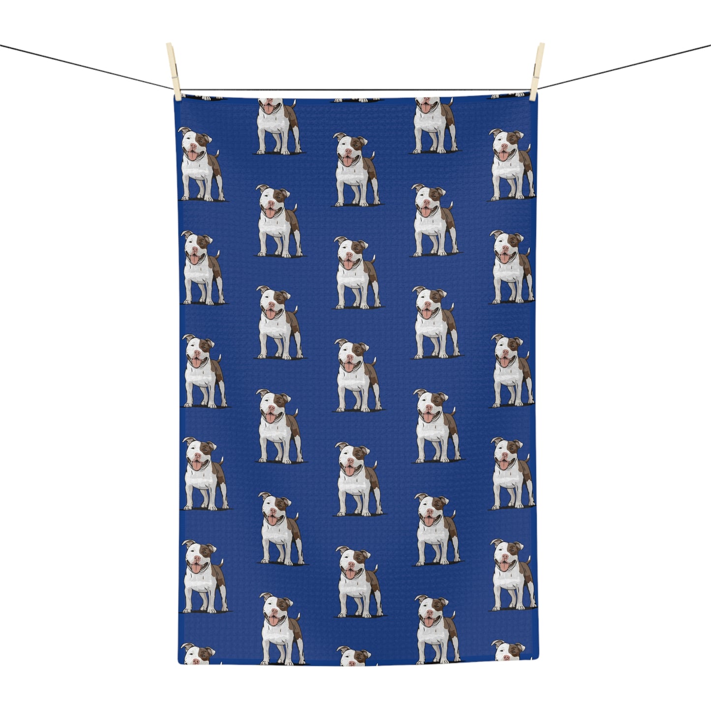 Ollie Dog Microfiber Kitchen Hand Towl Tea Towel with Pit Bull Pet Dogs Pattern Print Blue Towels, Pet Owner Gifts