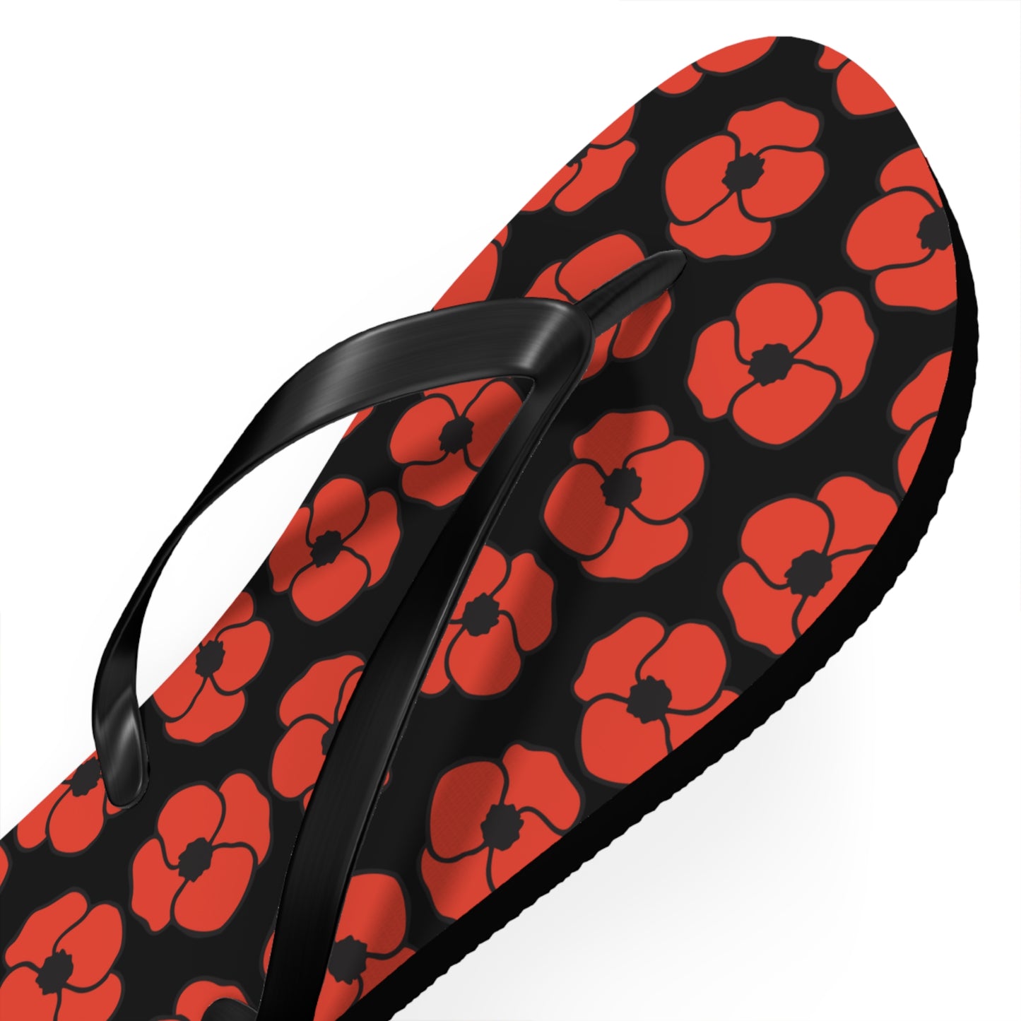Floral Poppies Flip Flops - Poppy Flowers Spring Summer Sandals, Beach Footwear, Vacation Essentials, Outdoor Relaxation, Gift for Her