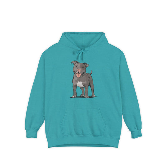 American Pit Bull Terrier Dog Hoodie, Cozy Pullover Hooded Sweatshirt, Gray Pitbull Dogs Hoodies Sweatshirts