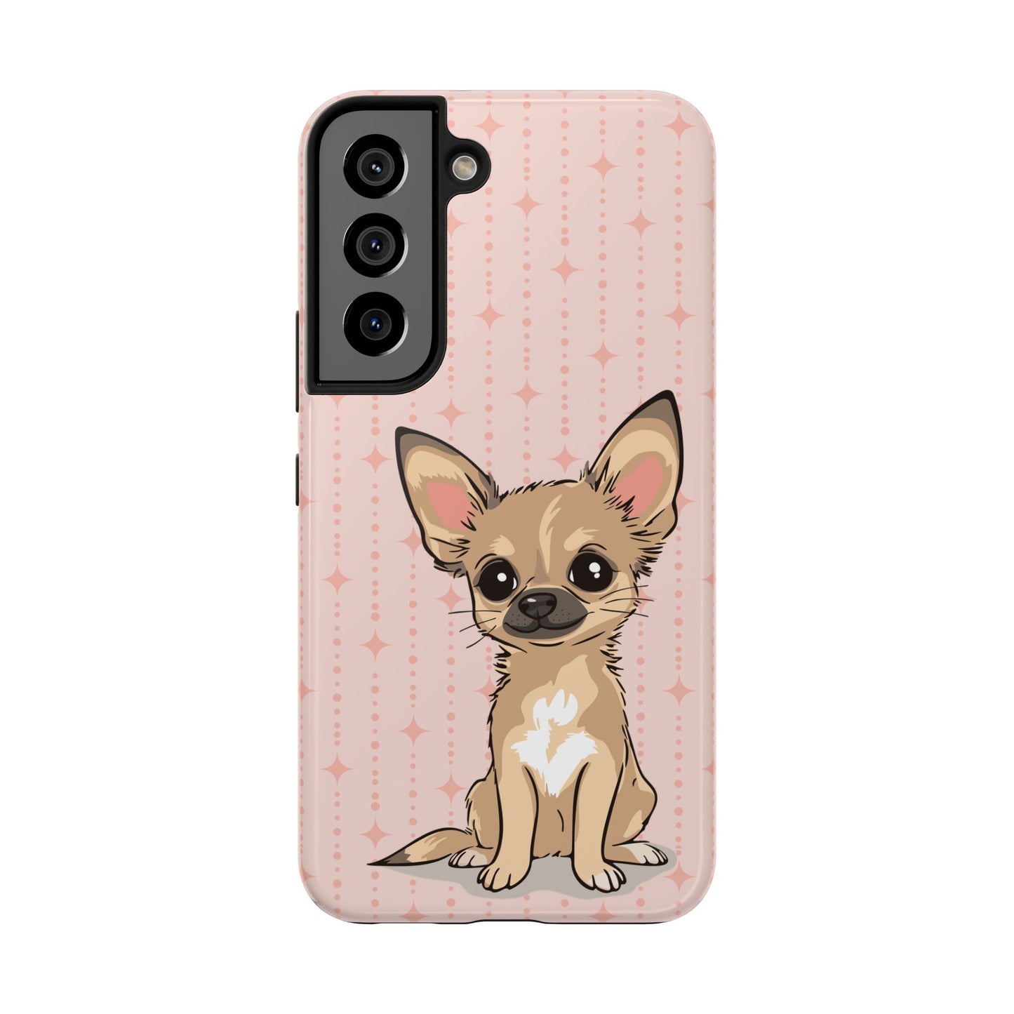 Tan Chihuahua Puppy Dog Phone Case, Tough Phone Cases Pet Dogs Retro Pink Pattern