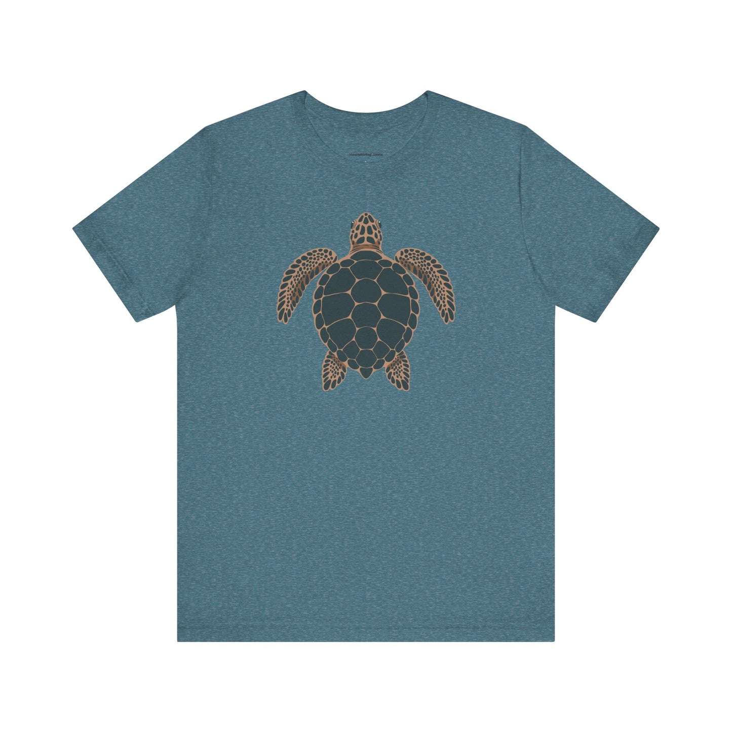 Sea Turtle Illustration Tee | Tropical Coastal Ocean Life, Turtles Design Beach T-Shirt, Cotton Unisex Marine Animals Tees