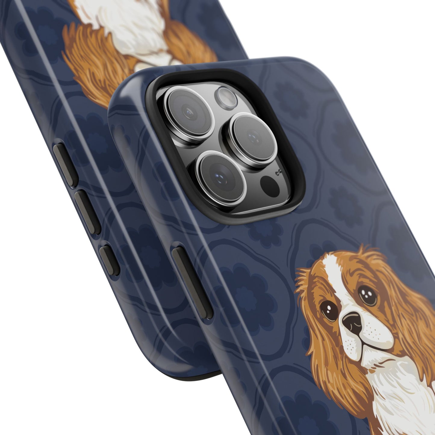 Cavalier King Charles Spaniel Dog Phone Case, Tough Phone Cases Pet Dogs Blue Pattern