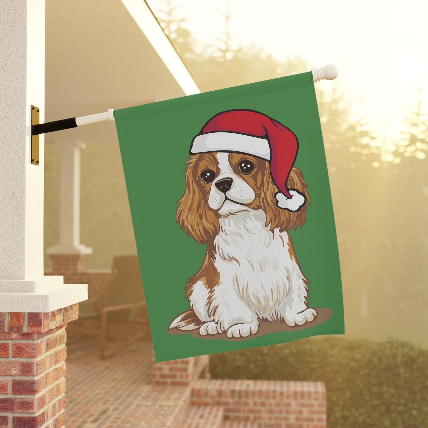 Cavalier King Charles Spaniel Dog Christmas Garden Flag, Holiday Yard Decorations, Seasonal Outdoor Xmas Decor
