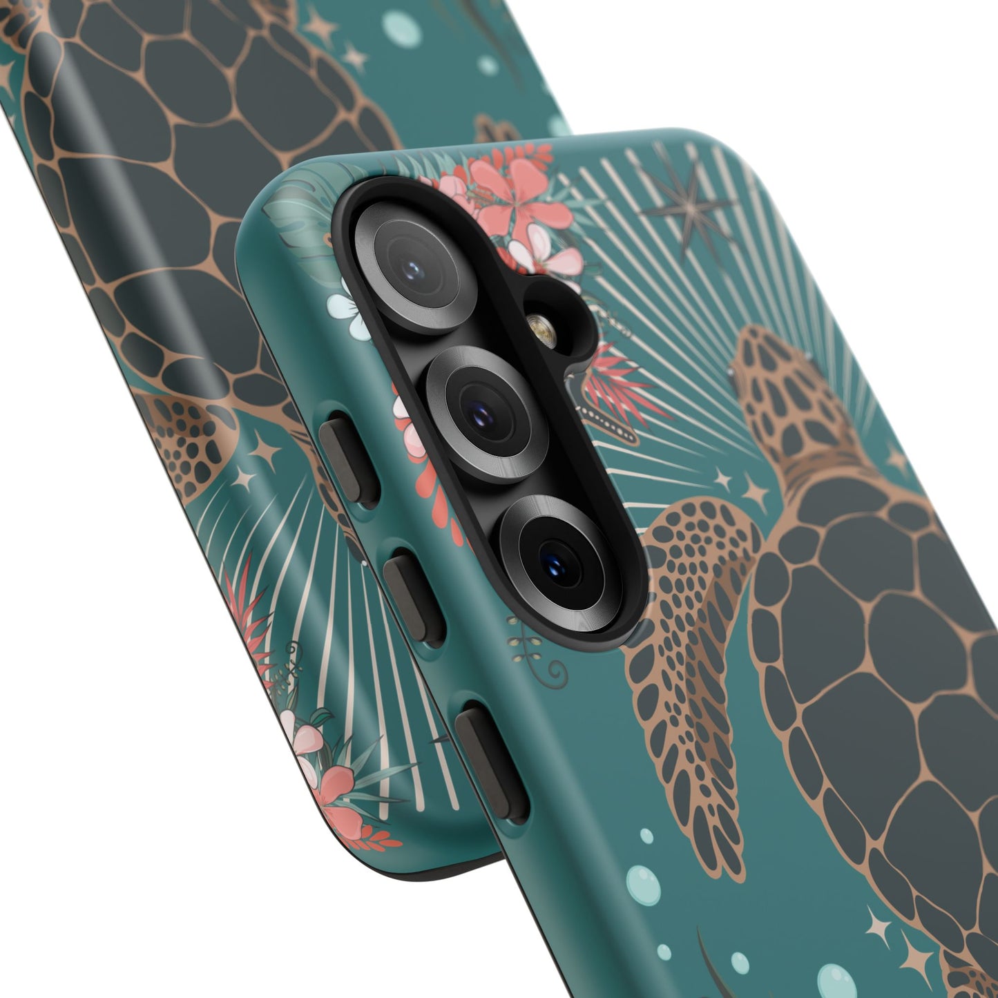 Sea Turtle Illustration Phone Case | Ocean Turtles Coral Floral Pattern Cell Phone Cases - Iphone, Google Pixel, Samsung - Matte Finish