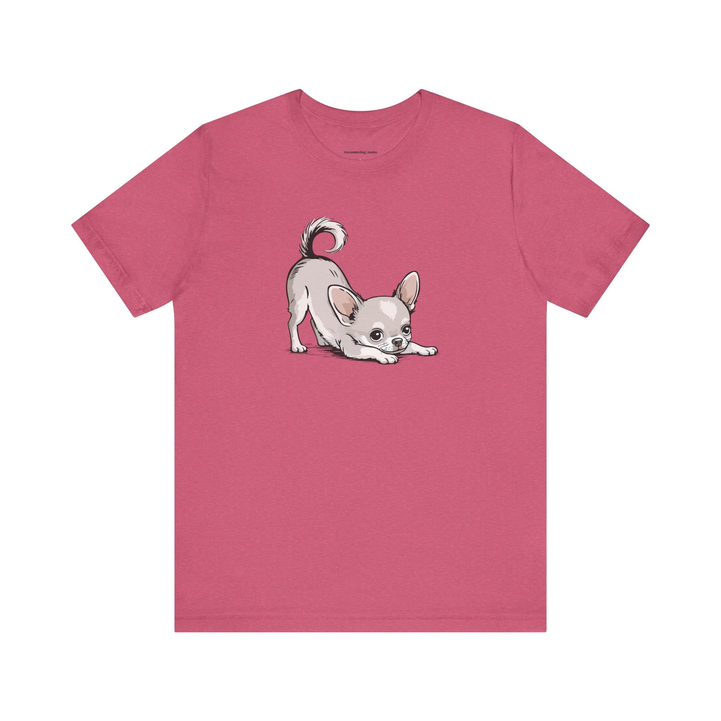 Playful Stretching Chihuahua Dog T-Shirt | Cute Puppy Dogs Illustration Tee, Cotton Chihuahuas Apparel, Pet Owner Shirts