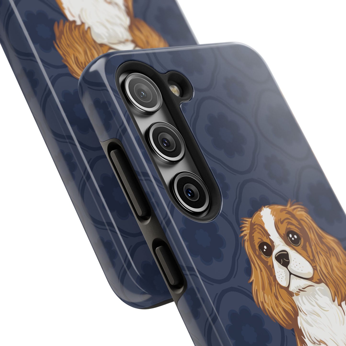 Cavalier King Charles Spaniel Dog Phone Case, Tough Phone Cases Pet Dogs Blue Pattern