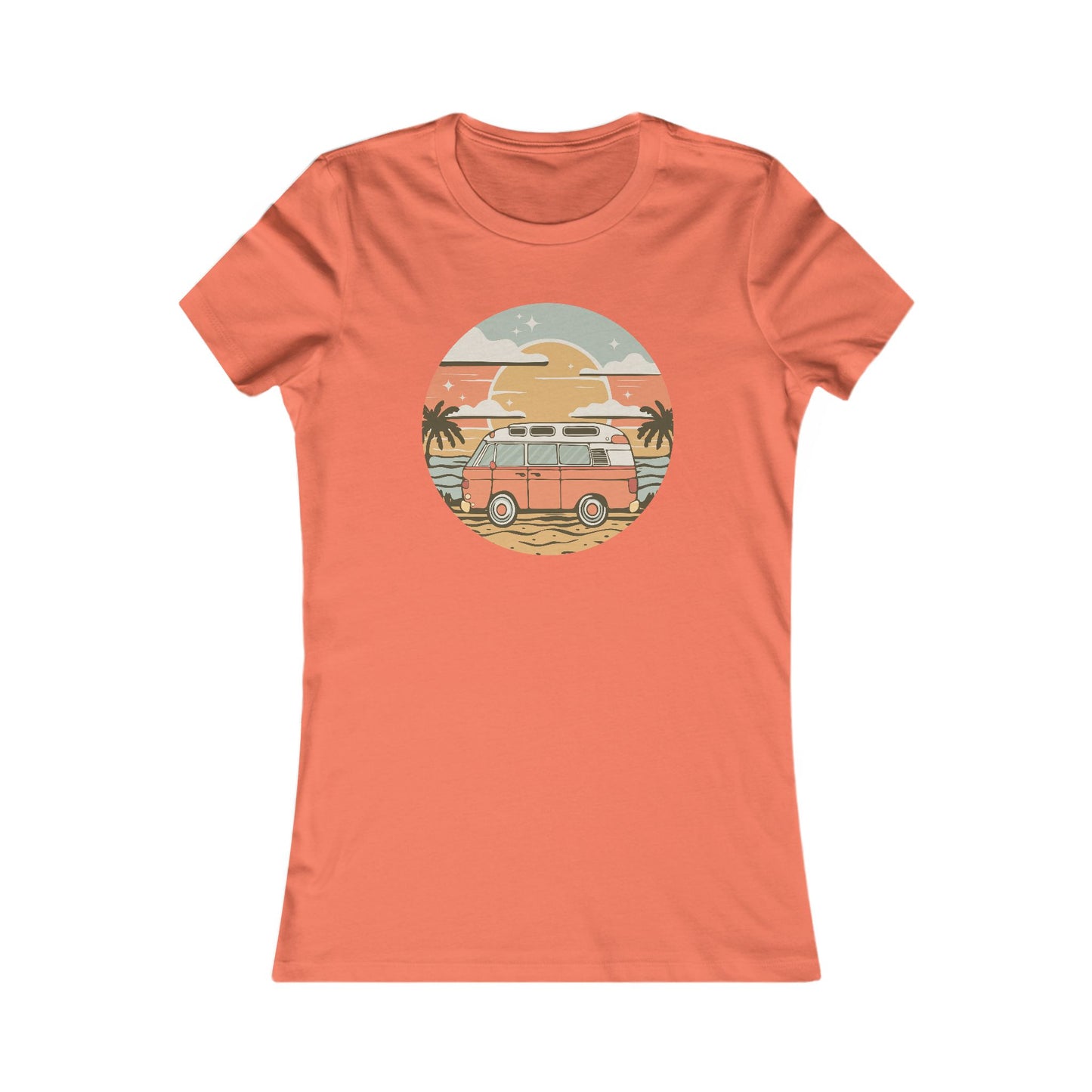 Vintage Van Dreams Nomad Campervan Women's Fitted T-shirt, Retor Vanlife Camping Tee, Coastal Beach California Travel Tees