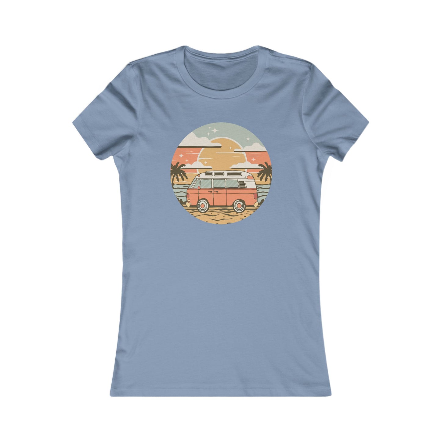 Vintage Van Dreams Nomad Campervan Women's Fitted T-shirt, Retor Vanlife Camping Tee, Coastal Beach California Travel Tees