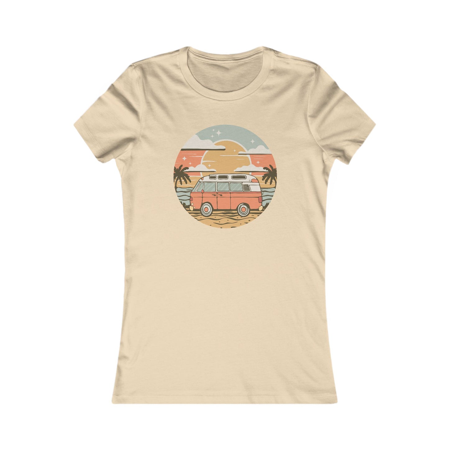 Vintage Van Dreams Nomad Campervan Women's Fitted T-shirt, Retor Vanlife Camping Tee, Coastal Beach California Travel Tees