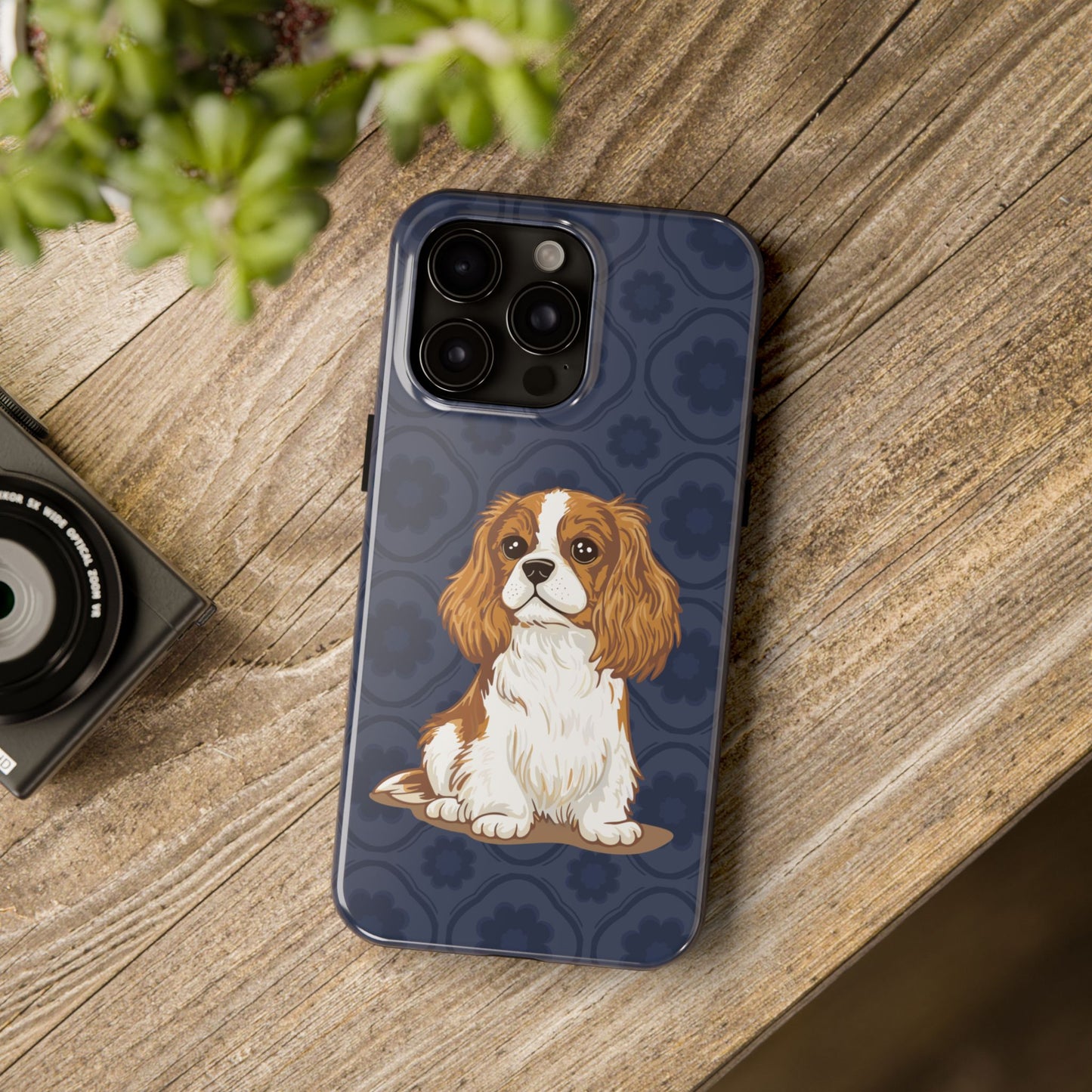 Cavalier King Charles Spaniel Dog Phone Case, Tough Phone Cases Pet Dogs Blue Pattern