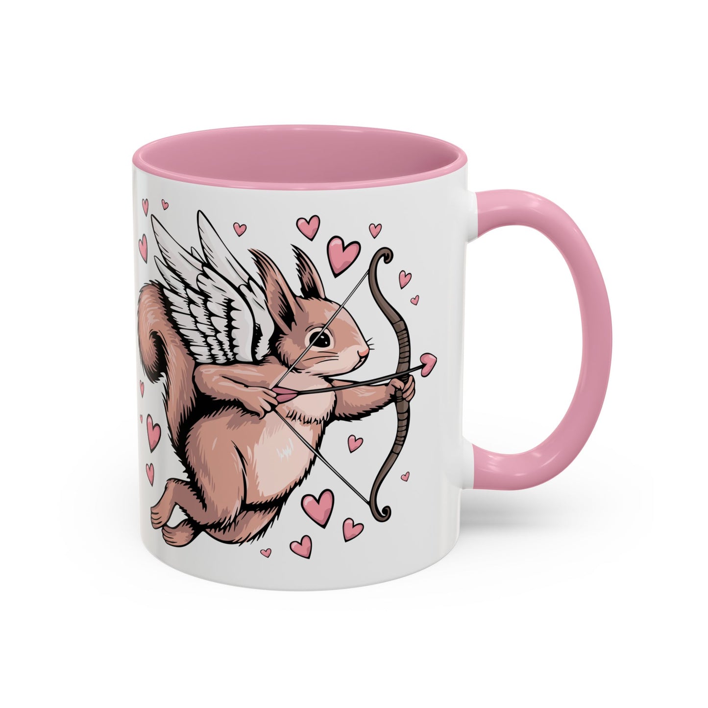 Cupid Squirrel Valentine's Day Pink & White Ceramic Coffee Mug 11oz Valentine Cupid Arrow Squirrels Valentine's Romantic Mugs Gifts