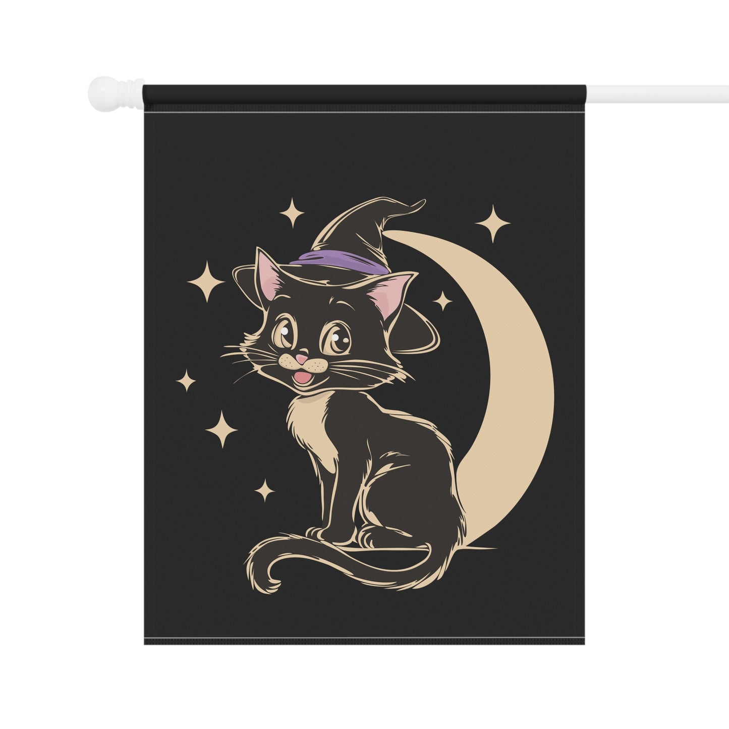 Witchy Kitty Yard Banner Flag, Halloween Witch Cat Flags, Spooky Magical Goth Fall Outdoor Home Decorations