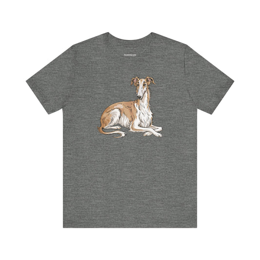 Borzoi Dog Tee | Russuan Hunting Sighthound Dogs Illustration T-Shirt, Cotton Pet Owner Apparel Unisex Shirts
