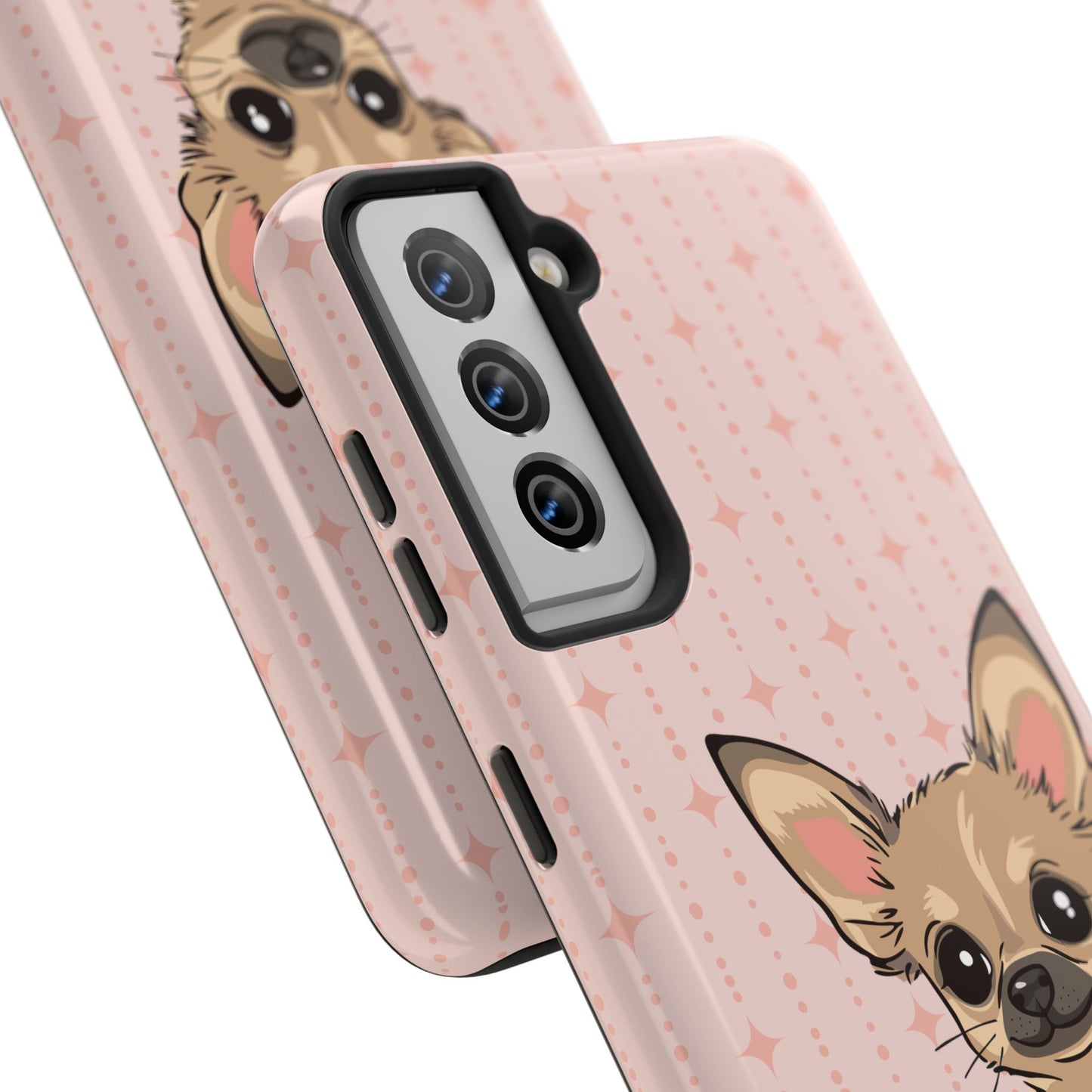 Tan Chihuahua Puppy Dog Phone Case, Tough Phone Cases Pet Dogs Retro Pink Pattern