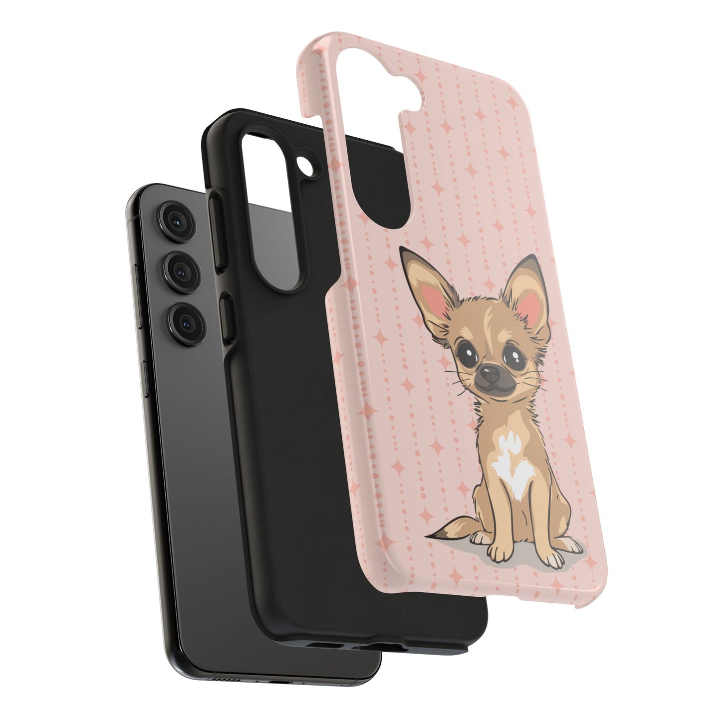 Tan Chihuahua Puppy Dog Phone Case, Tough Phone Cases Pet Dogs Retro Pink Pattern