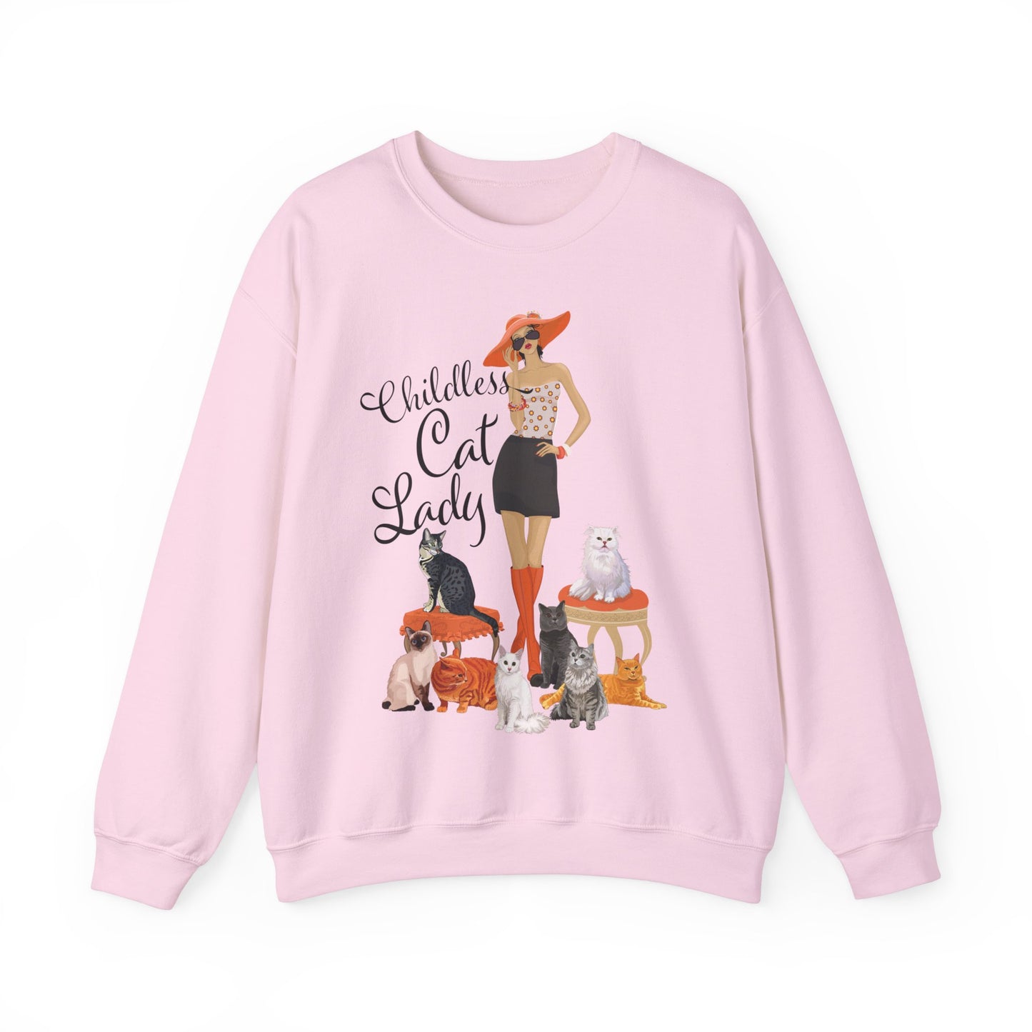 Childless Cat Lady Heavy Blend Crewneck Sweatshirt Crazy Cat Ladies Cat Mom Sweater