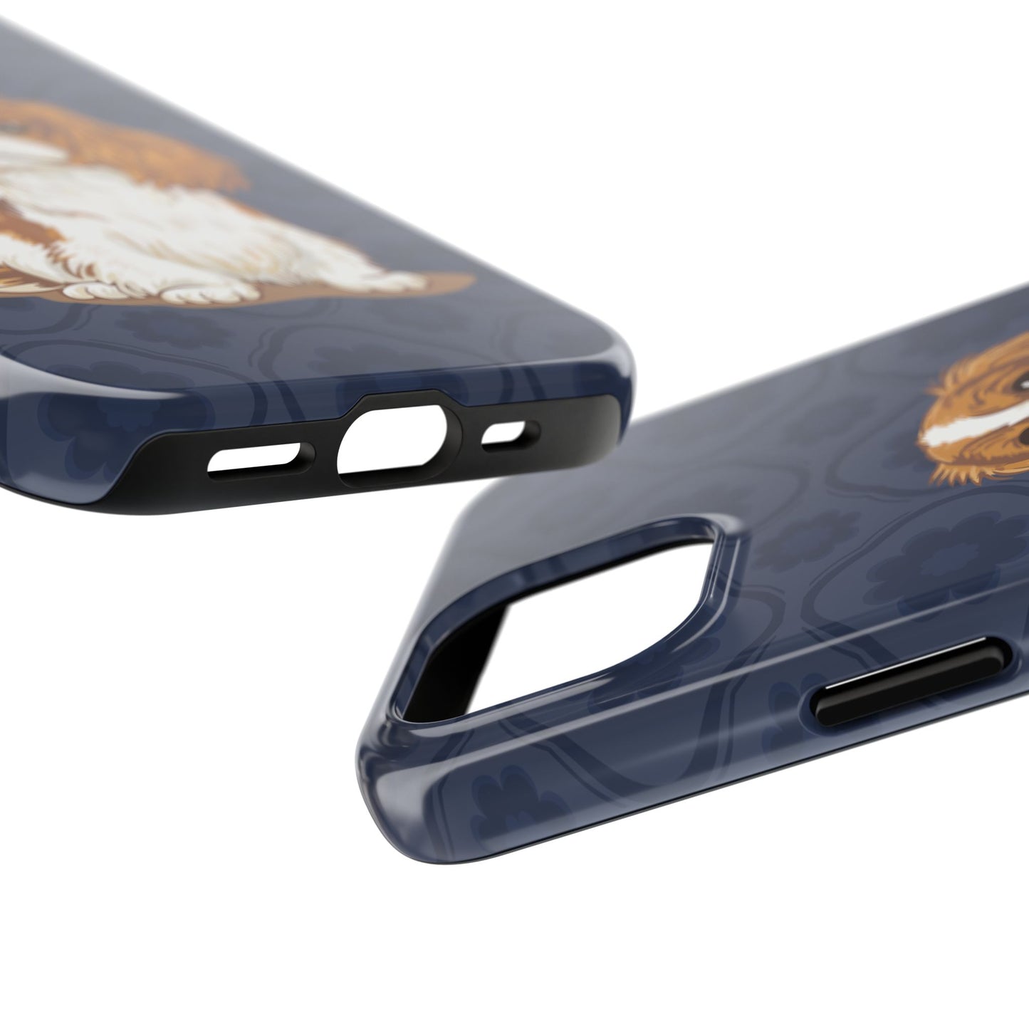 Cavalier King Charles Spaniel Dog Phone Case, Tough Phone Cases Pet Dogs Blue Pattern