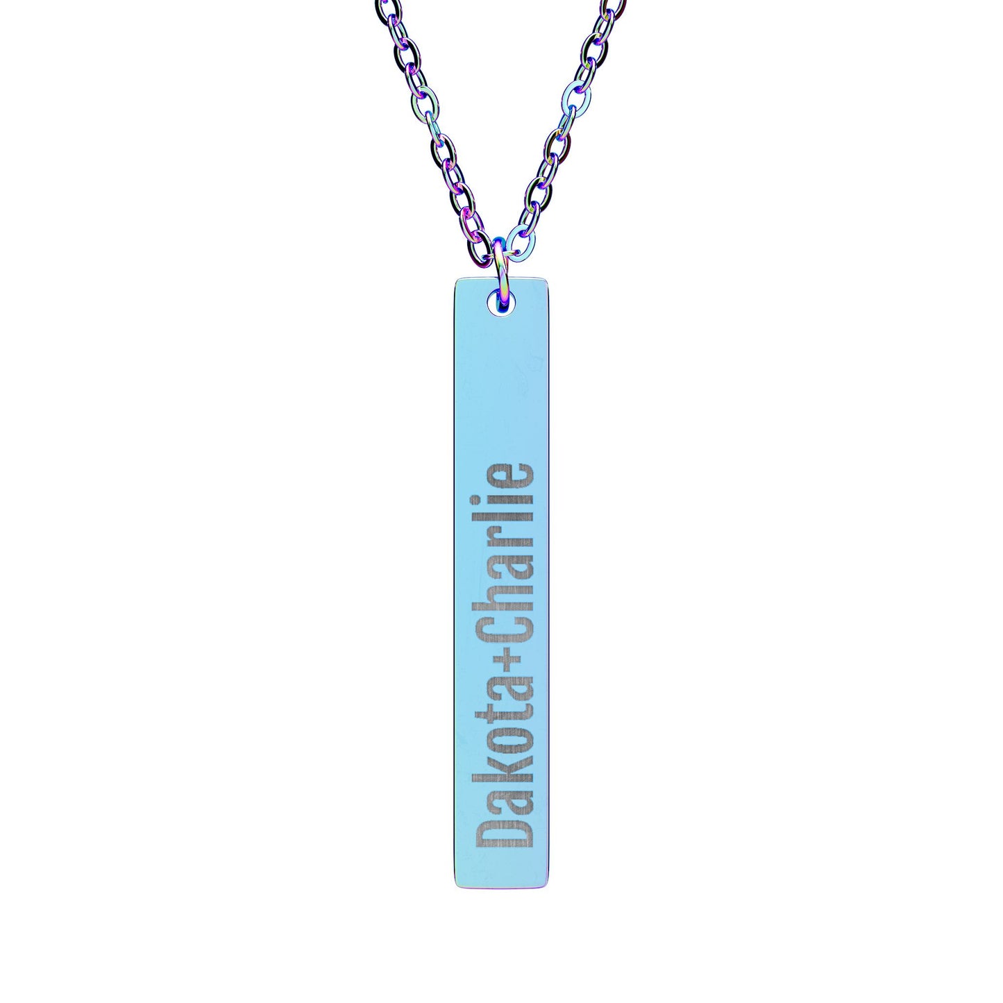 Personalized Vertical Bar Necklace, Custom Engraved Name Jewelry, Unique Gifts, Customizable Text Keepsake Necklaces