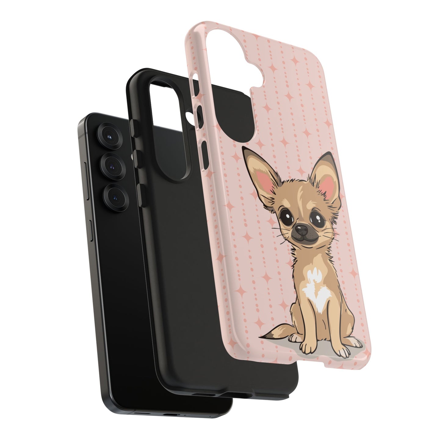 Tan Chihuahua Puppy Dog Phone Case, Tough Phone Cases Pet Dogs Retro Pink Pattern