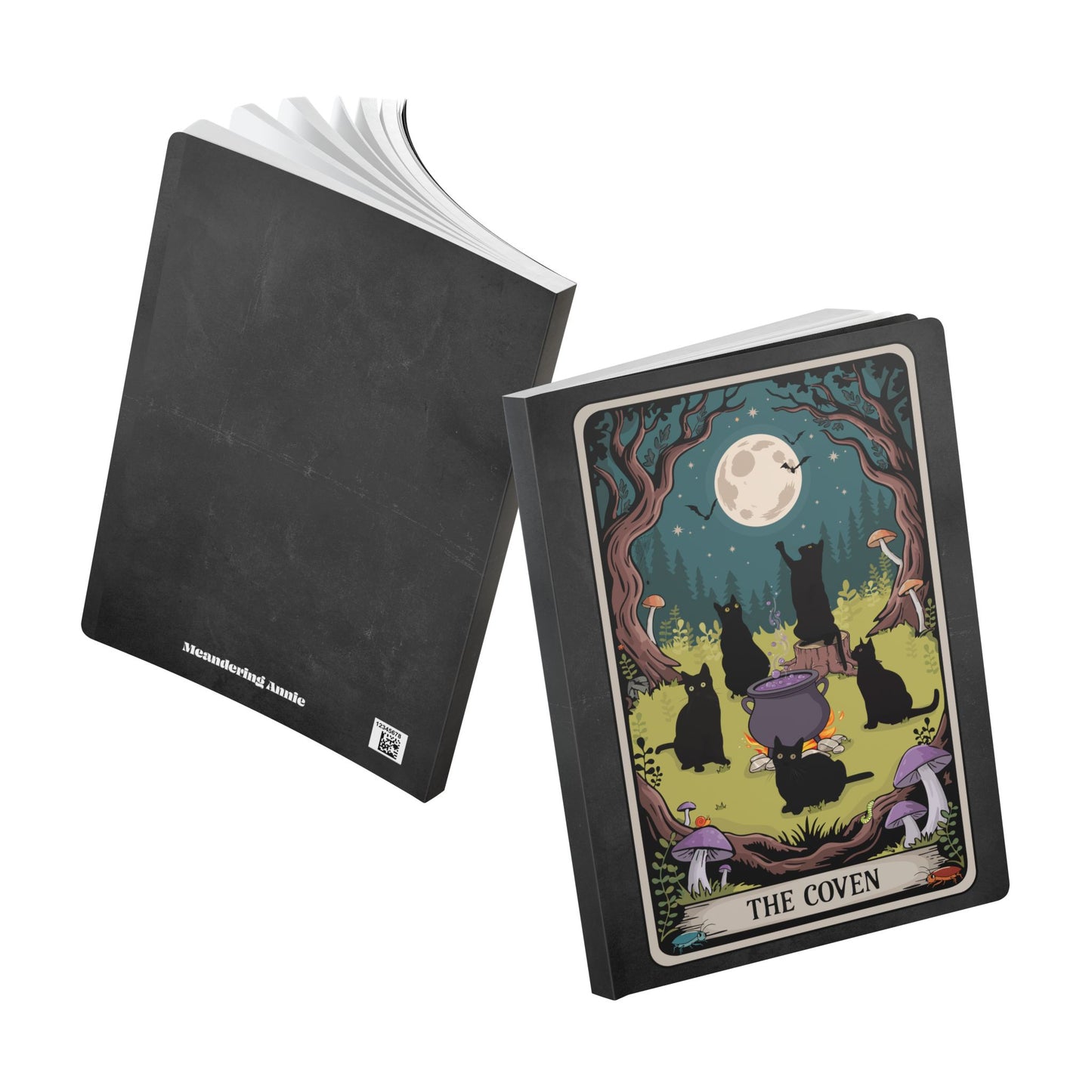 Mystical Black Cat Journal - The Coven Tarot Card Design Witch Journals, Spell Book, Gift for Cat Lovers, Spooky Halloween Notebook