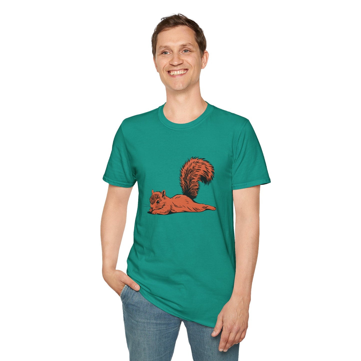 Just Chillin' Squirrel Splooting Soft T-shirt - Mens Womens Unisex Softstyle Tee