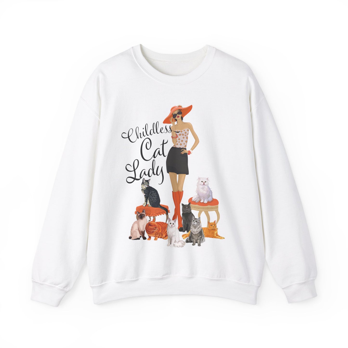 Childless Cat Lady Heavy Blend Crewneck Sweatshirt Crazy Cat Ladies Cat Mom Sweater