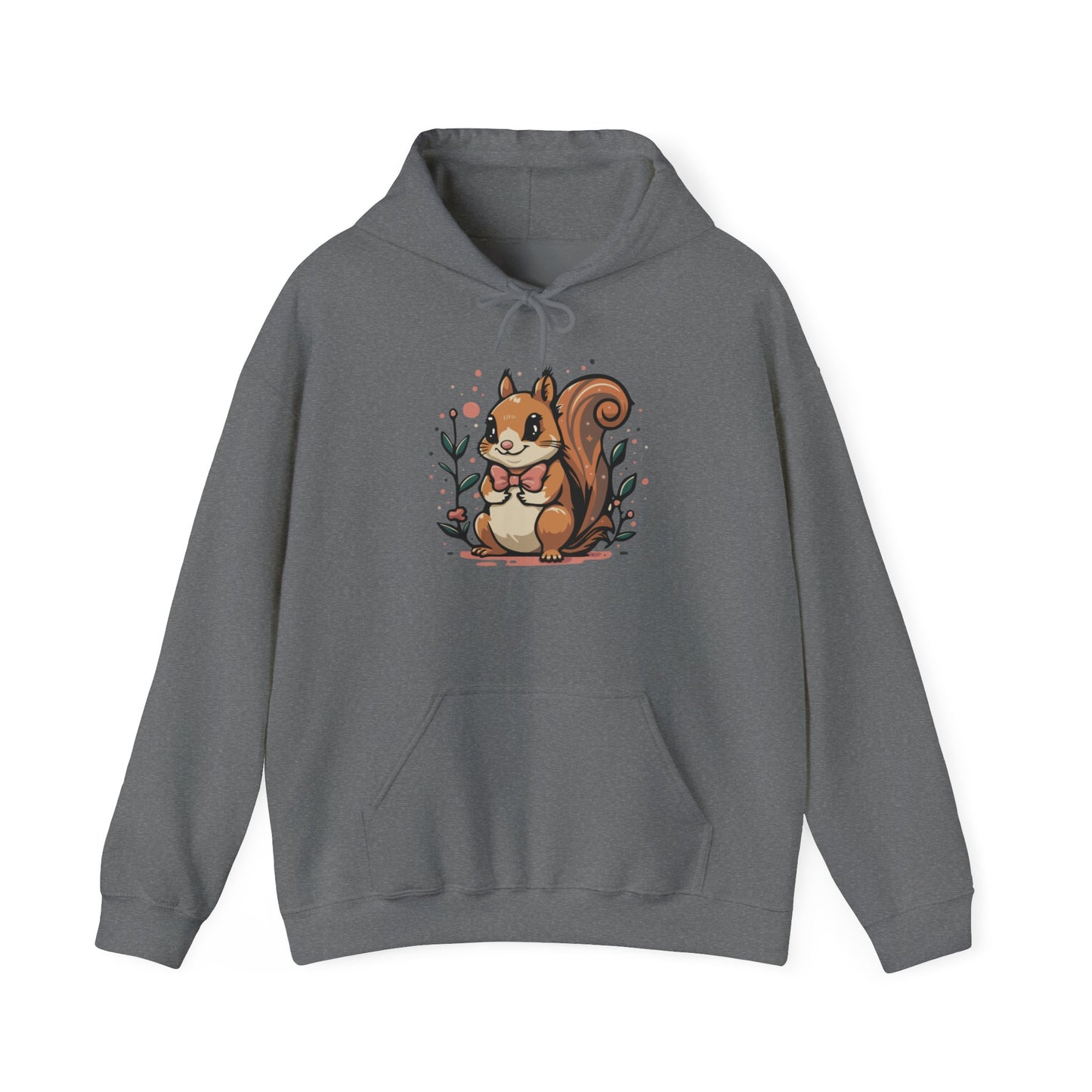 Woodland Squirrel Hoodie - Cute Squirrel with Bowtie and Flowers - Unisex Womens Mens Hooded Sweatshirt