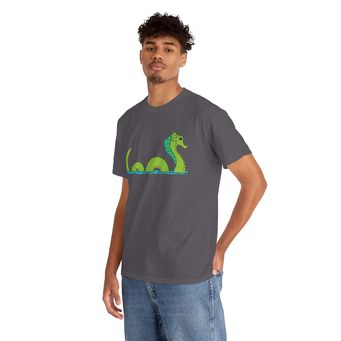 Sea Serpent T-shirt Unisex Heavy Cotton Tee - Mens Womens Loch Ness Sea Monster