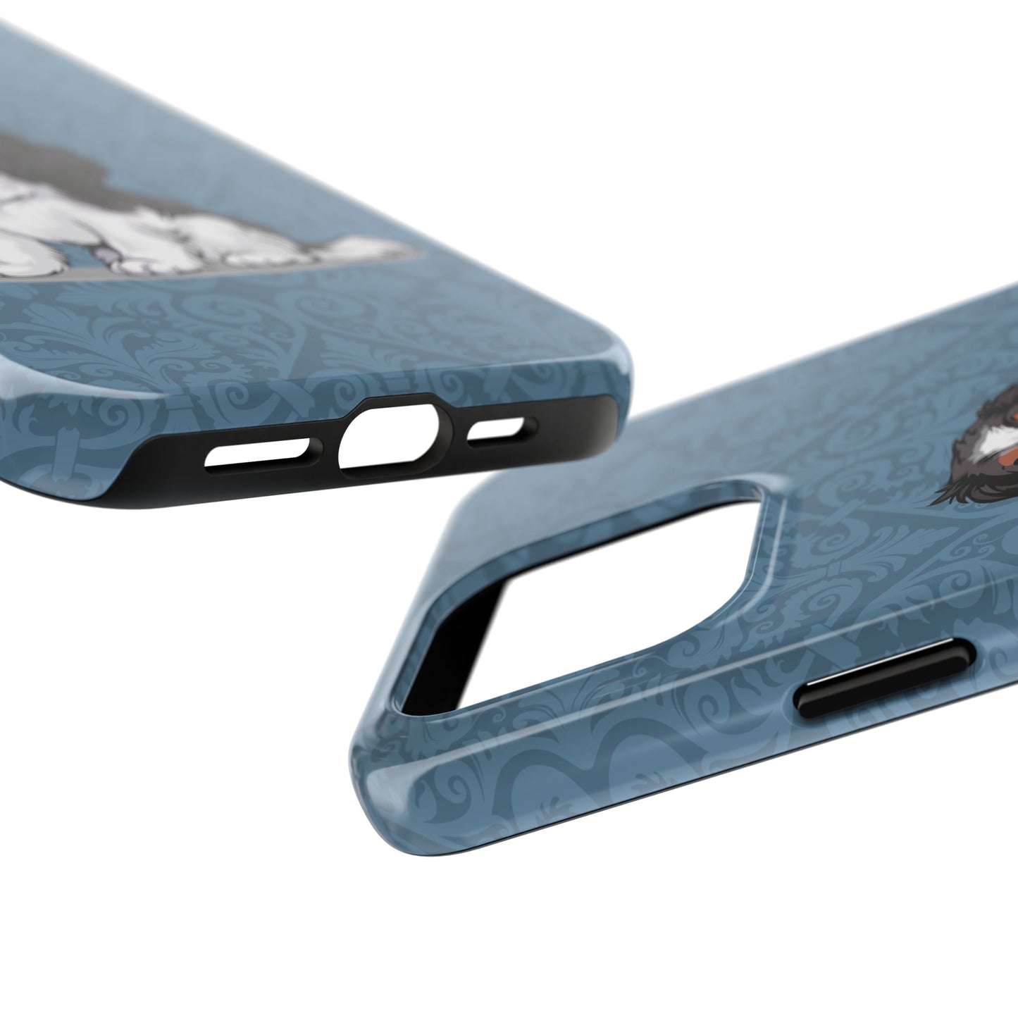 Tricolor Cavalier King Charles Spaniel Dog Phone Case, Tough Phone Cases Pet Dogs Blue Pattern