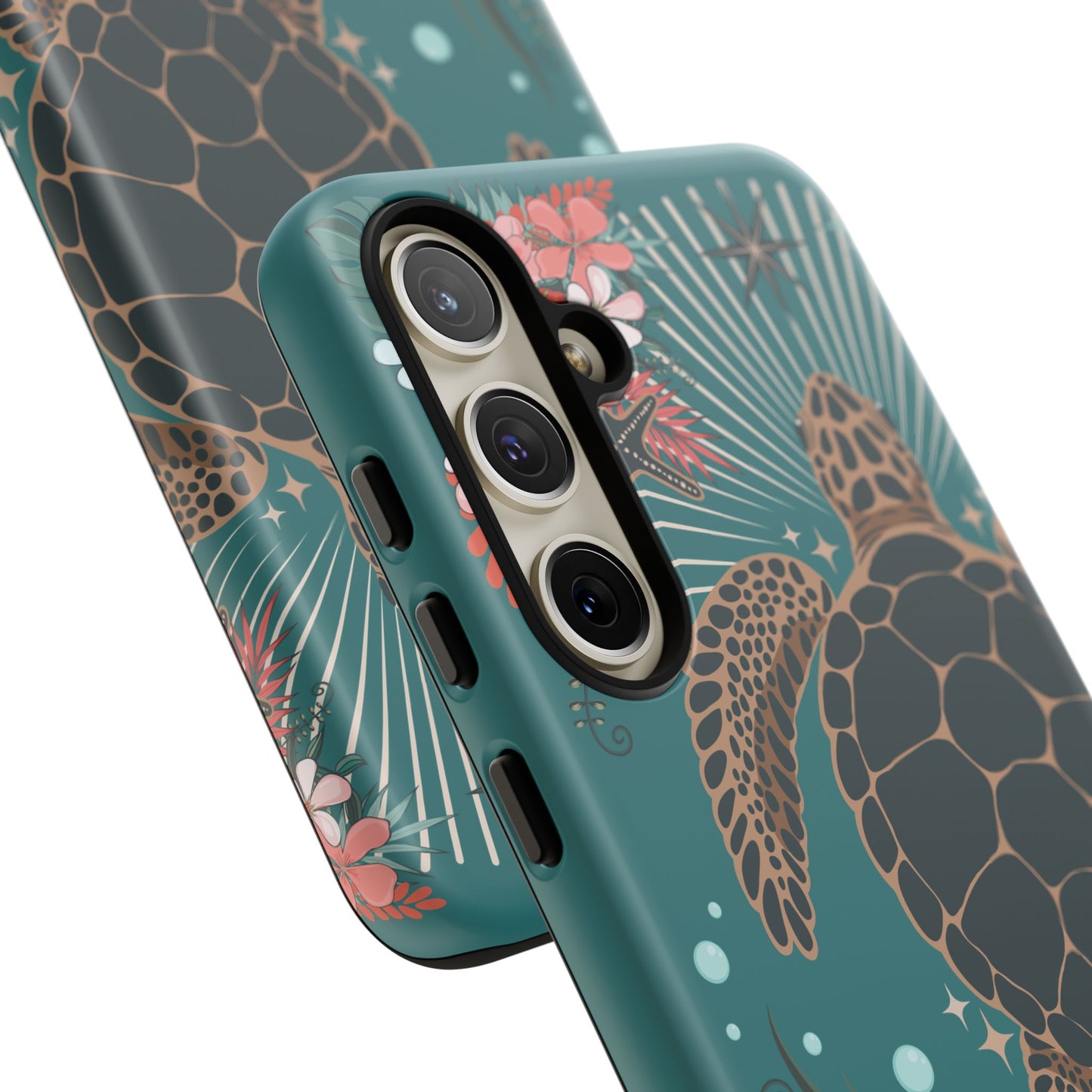 Sea Turtle Illustration Phone Case | Ocean Turtles Coral Floral Pattern Cell Phone Cases - Iphone, Google Pixel, Samsung - Matte Finish