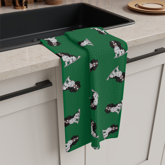 Tricolor Cavalier King Charles Spaniel Dog Microfiber Tea Towel Kitchen Hand Towels with Pet Dogs Cavaliers Puppy Print Home Decor Gifts