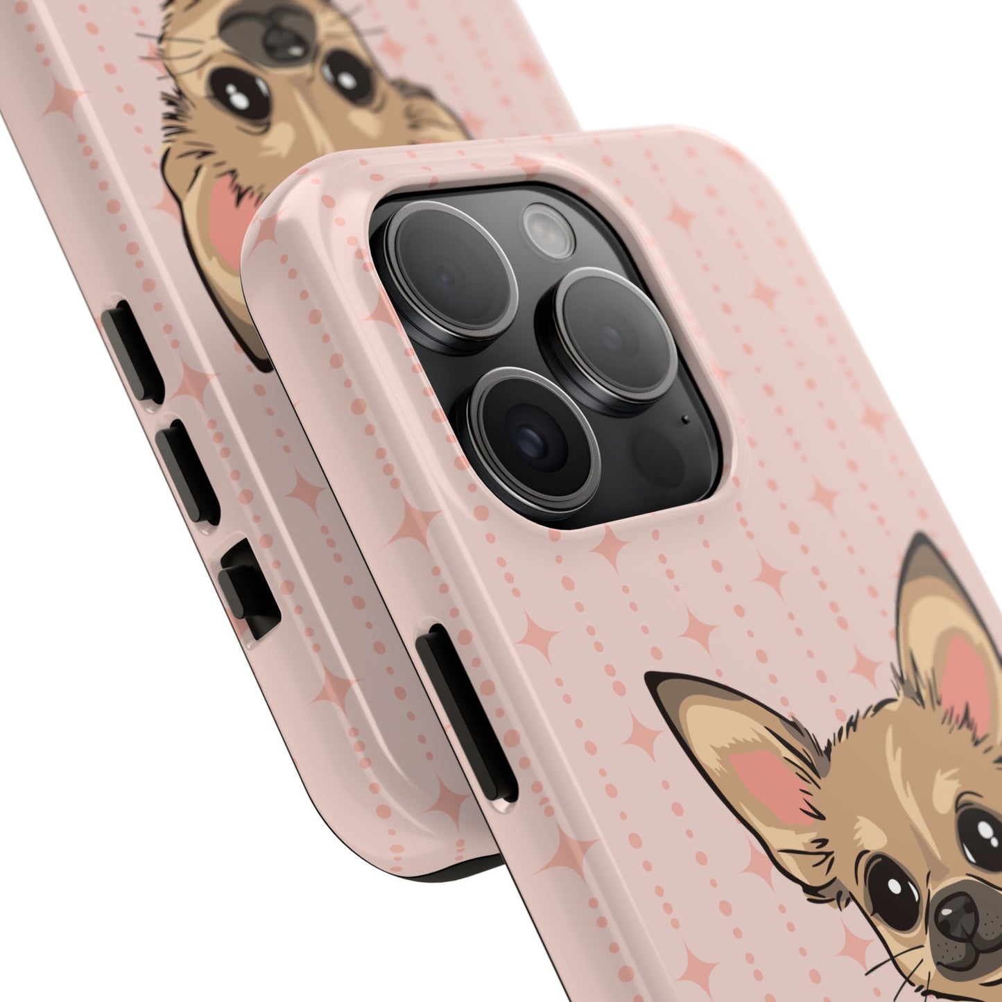 Tan Chihuahua Puppy Dog Phone Case, Tough Phone Cases Pet Dogs Retro Pink Pattern