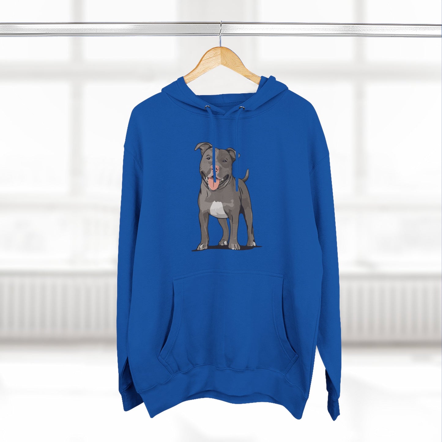 Gray Pitbull Dog Fleece Hoodie, Pit Bull Terrier Dogs Pullover Sweatshirt, Dog Owner Gift, Cozy Puppy Furbaby Hoodies